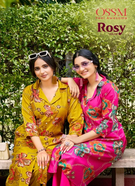 Rosy Vol 2 By Ossm Vertican Discharge Printed Kurti With Bottom Wholesale Online